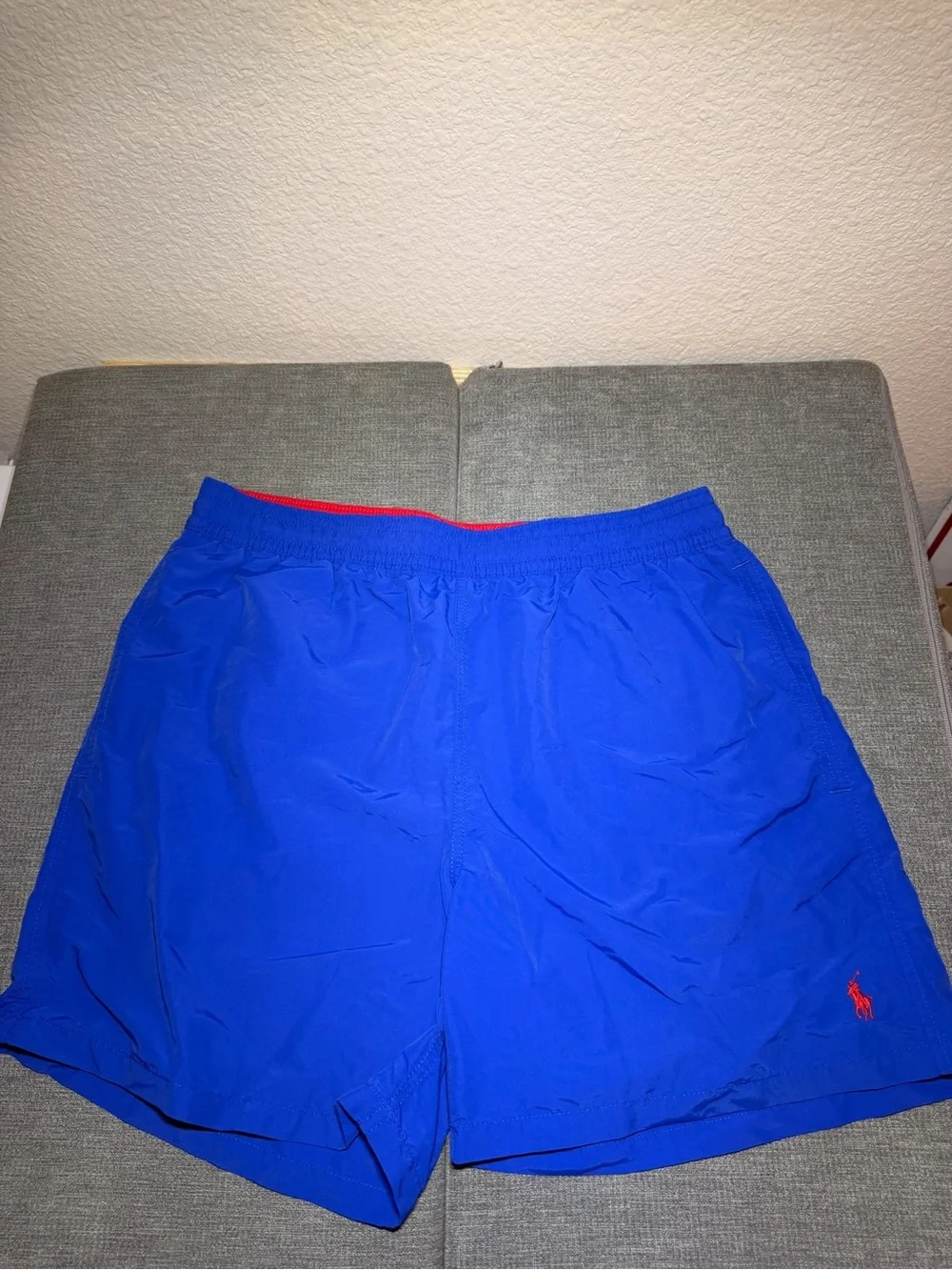Polo by Ralph Lauren Blue Swim Shorts with Red Waistband